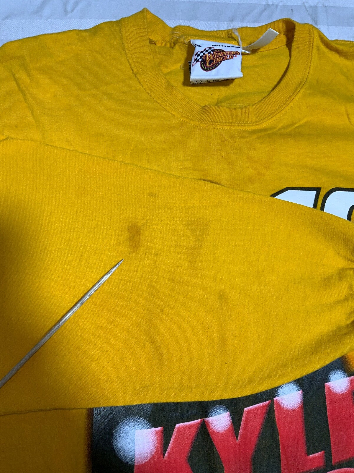 Y2K Nascar T-shirt 2XL Yellow Long Sleeve Joe Gibbs Racing M&m Kyle Busch