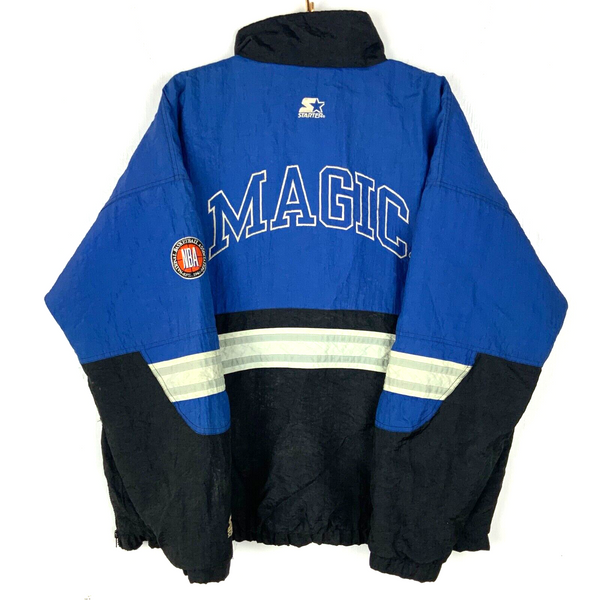Vintage Orlando Magic Starter Jacket 2XL Blue Half Zip Bomber Puffer Nba 90s