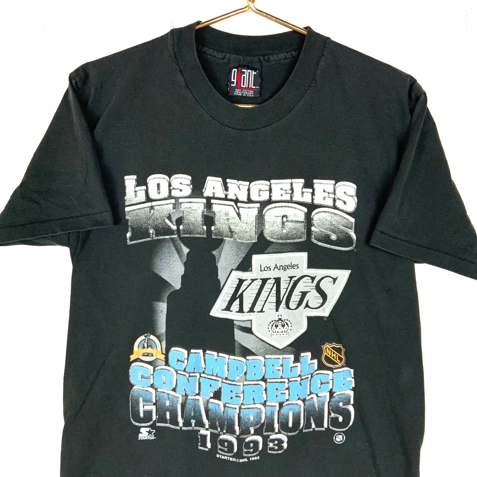 Vintage Los Angeles Kings T-shirt Large Black Nhl 1993 Campbell Champs 90s