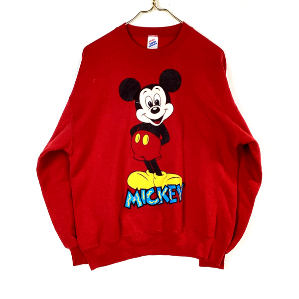 Vintage Mickey Mouse Sweatshirt Crewneck Size Large Red Disney 80s 90s