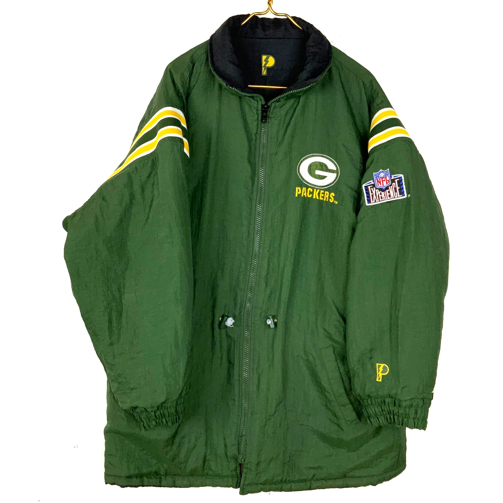 Vintage Green Bay Packers Pro Player Jacket Large Reversible Puffer Full Zip Nfl