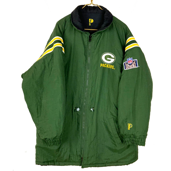 Vintage Green Bay Packers Pro Player Jacket Large Reversible Puffer Full Zip Nfl