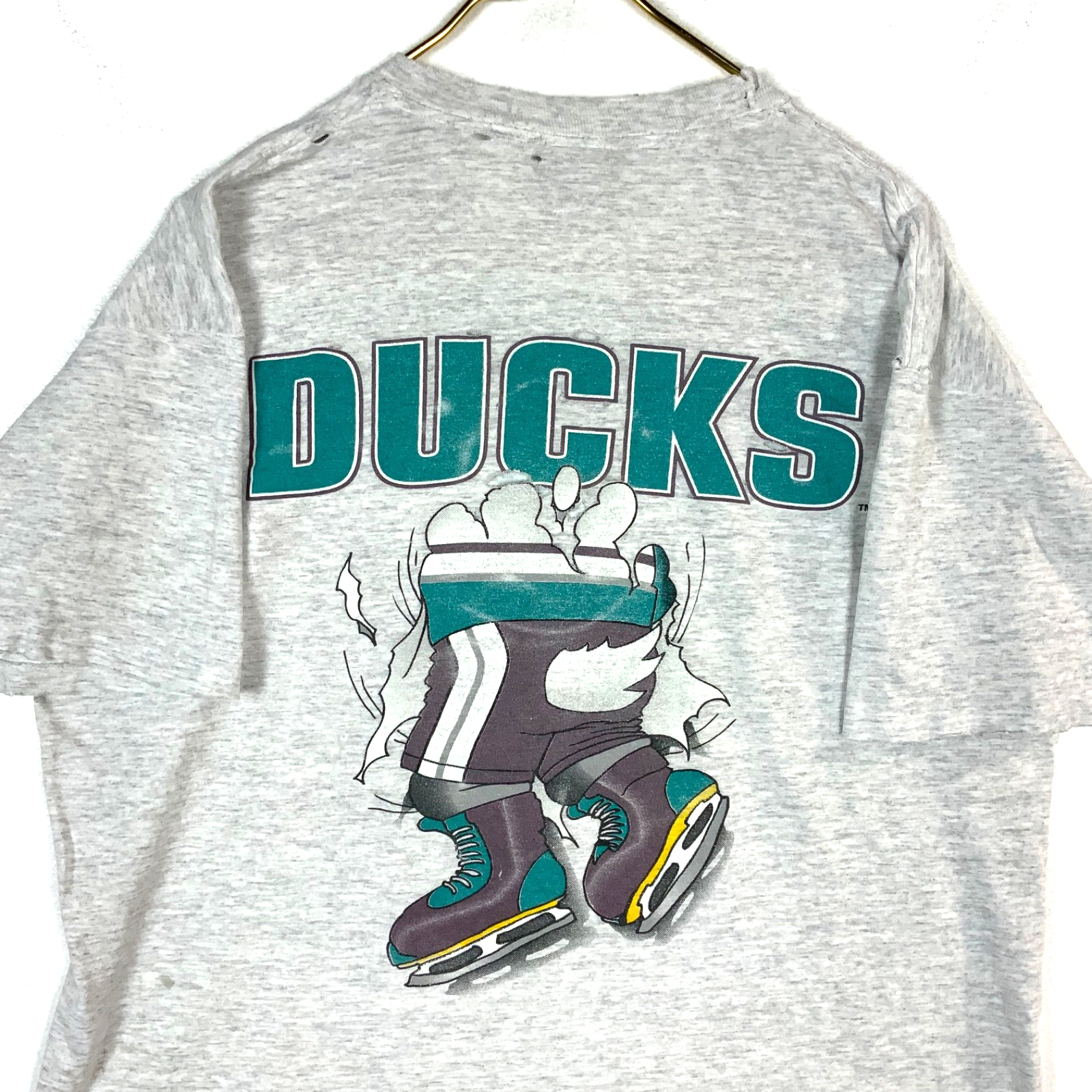 Vintage Anaheim Mighty Ducks Nutmeg T-Shirt Large Made Usa Nhl Breakthrough 90s