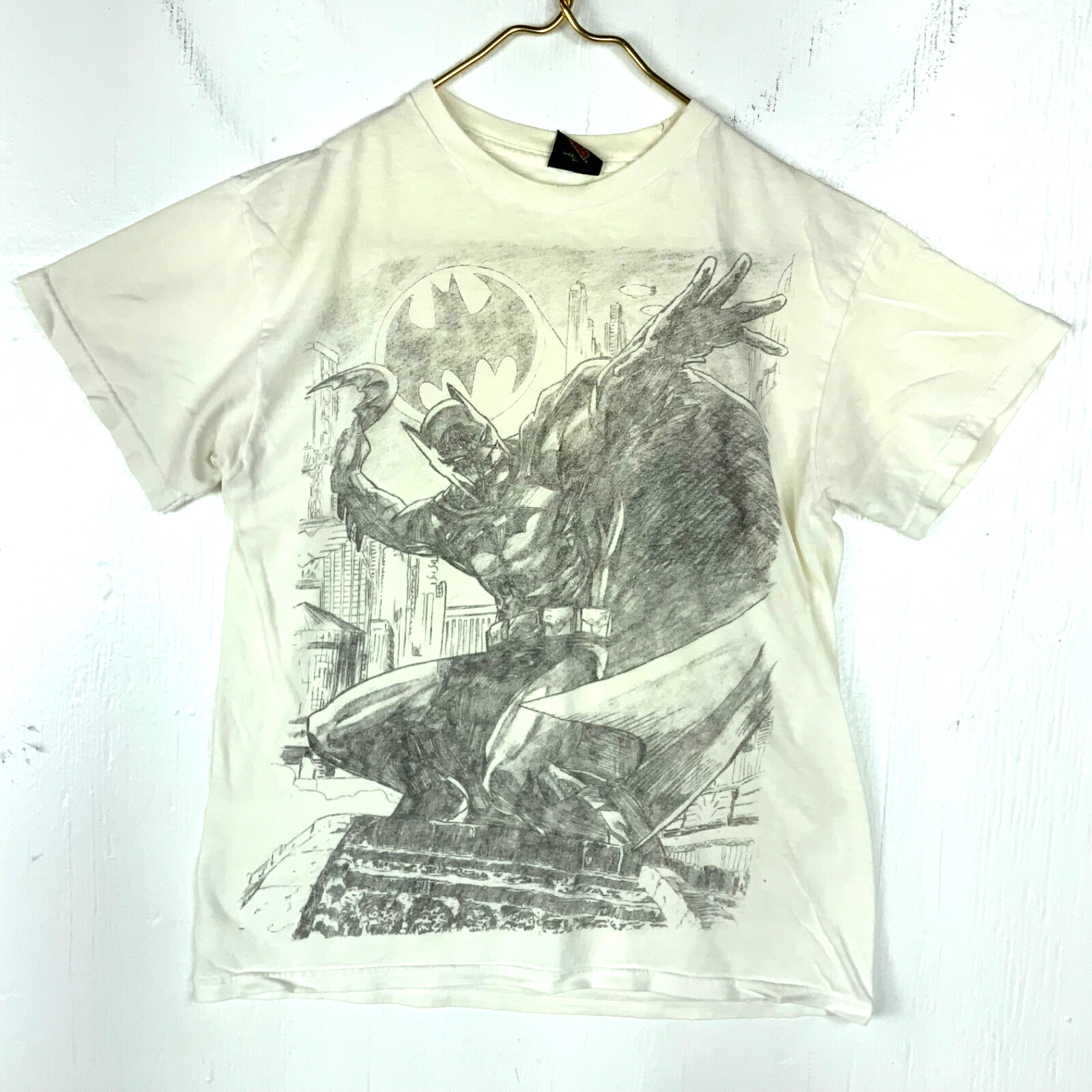 Batman Dc Comics Sketch T-Shirt Small White Movie Cartoon