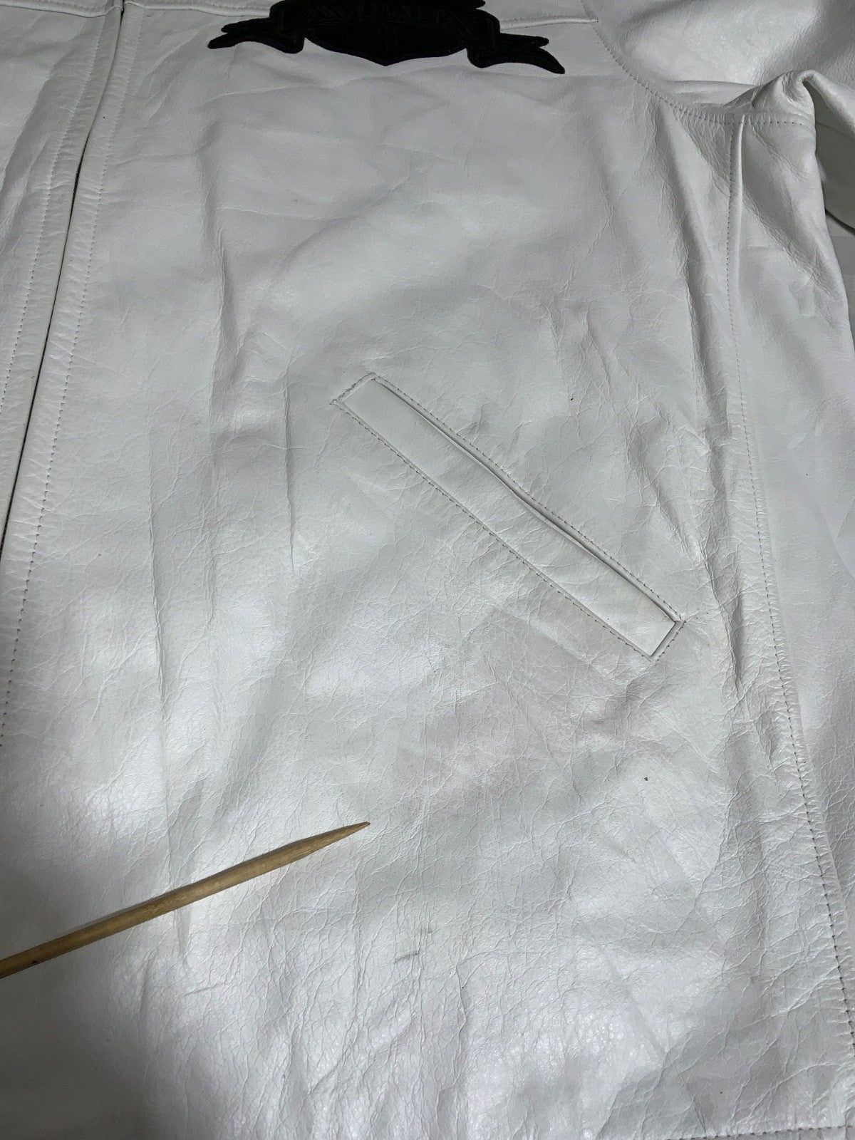 Vintage Avirex Usa Varsity Leather Bomber Jacket 3XL White Lined Full Zip