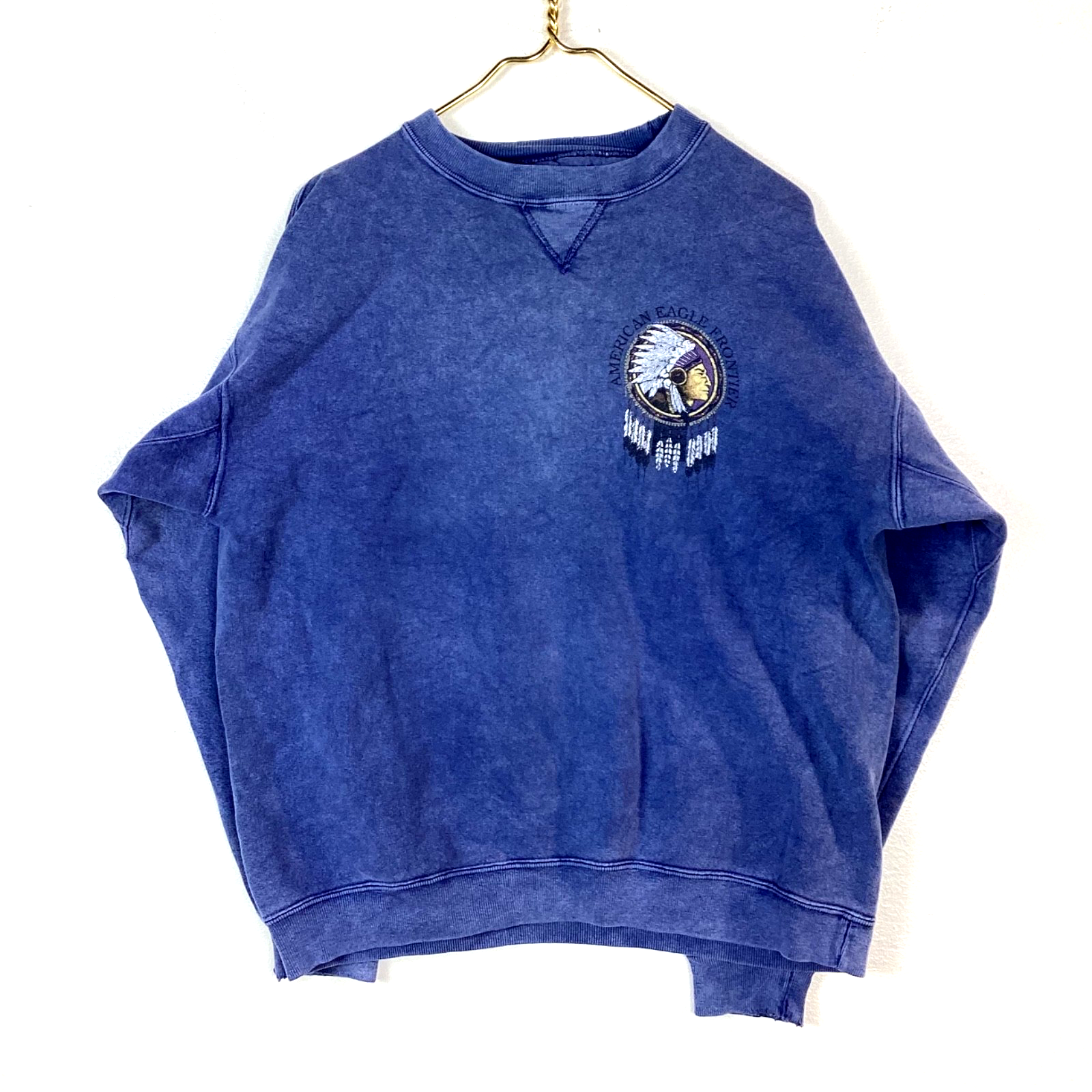 Vintage American Eagle Frontier Sweatshirt Crewneck Medium Blue Made In Usa