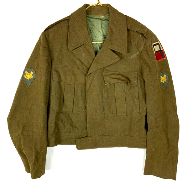 Vintage Us Army Wool M-1950 Jacket Small Brown Button Up Ww2 1953
