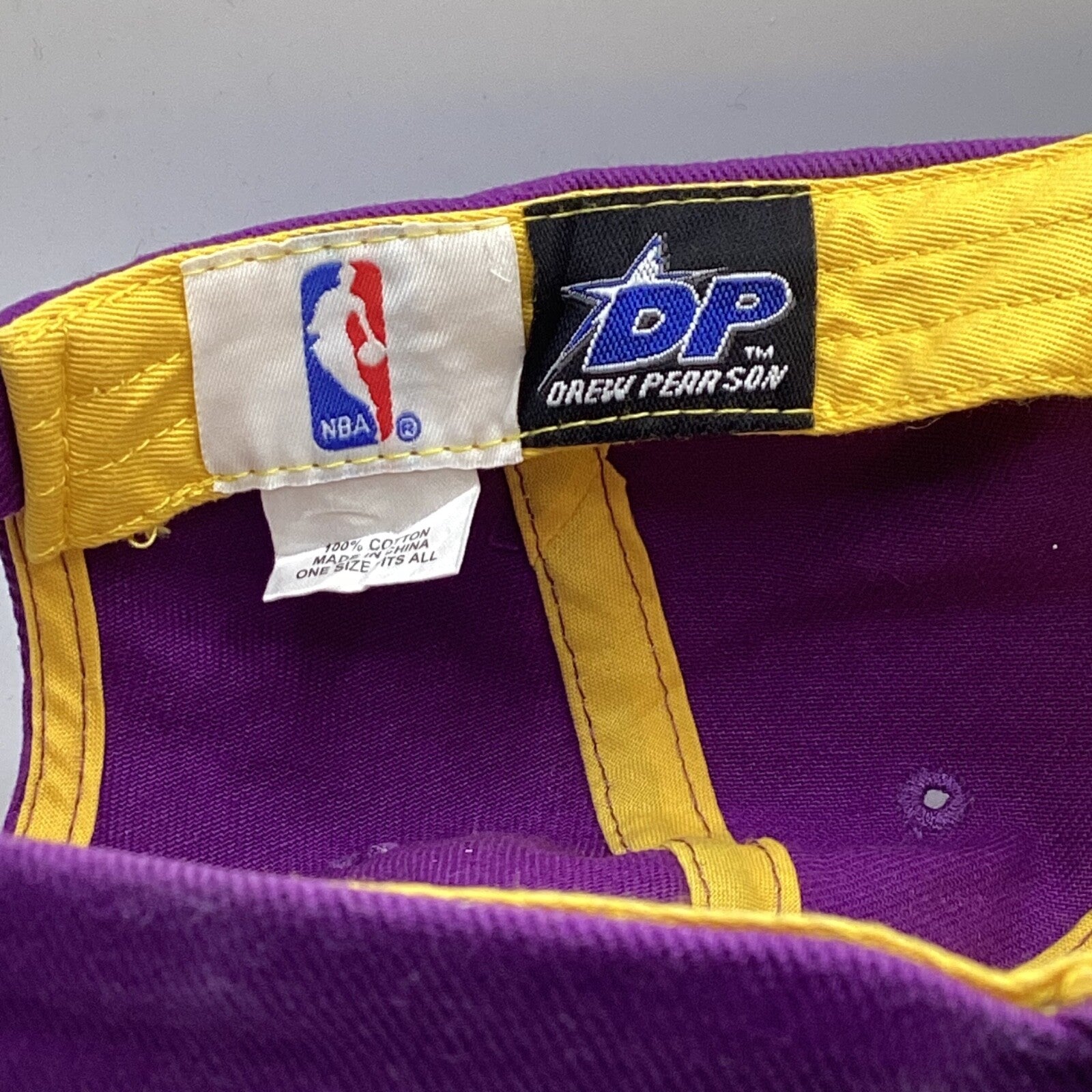 Vintage Los Angeles Lakers Drew Pearson Strap back Hat Cap Adjustable Rhinestone
