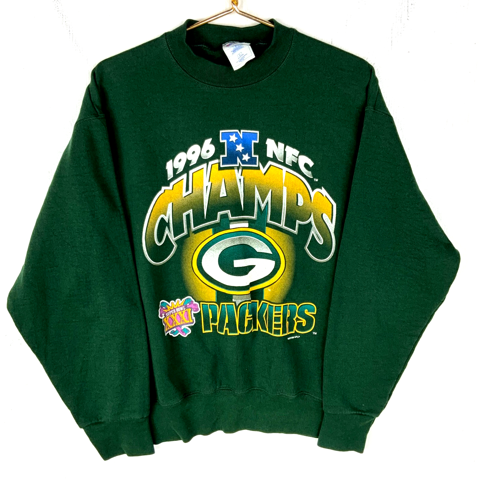 Vintage Green Bay Packers Super Bowl Champs Sweatshirt Large Green 1996 Nfl