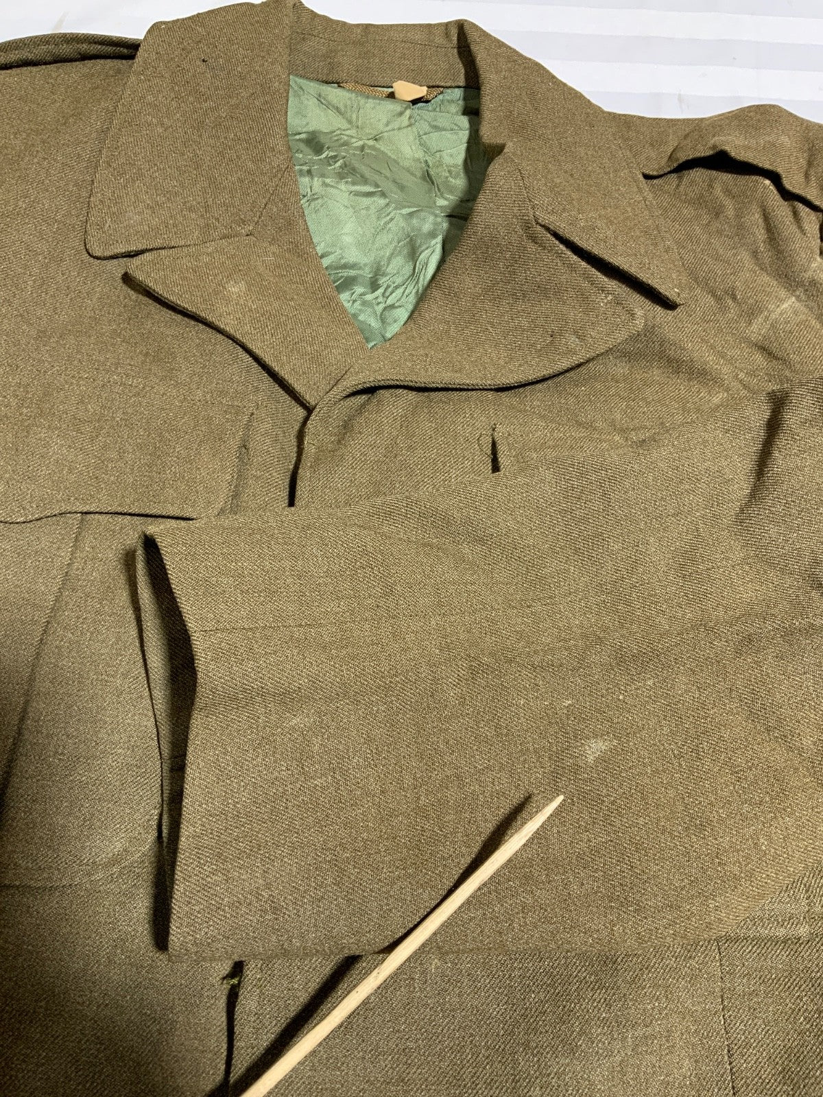 Vintage Us Army Wool M-1950 Jacket Small Brown Button Up Ww2 1953
