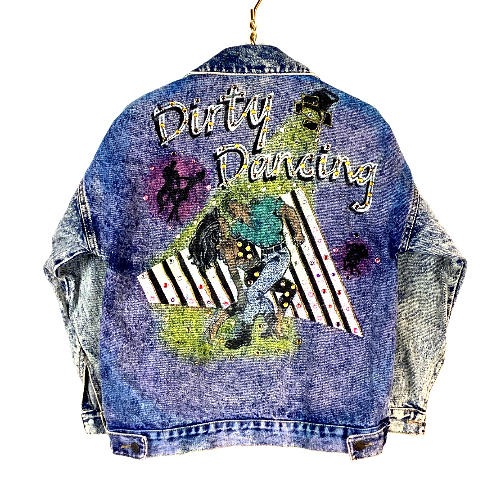 Vintage Teddy Bare Dirty Dancing Denim Jean Jacket Women's Large Blue Made Usa