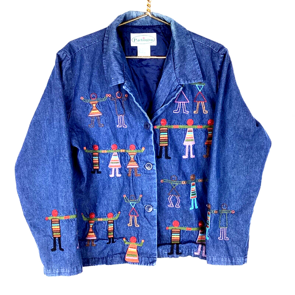 Vintage 1990's Women's Denim Jean Jacket Size Large Blue Button Up
