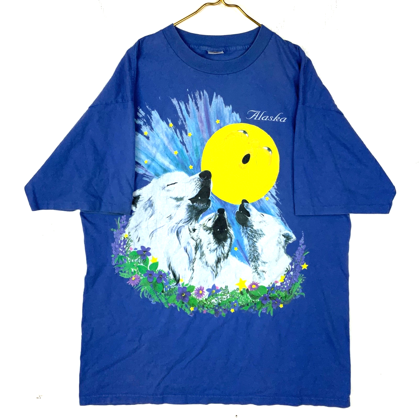 Vintage Alaskan Polar Bears T-Shirt 2XL Blue Made Usa Single Stitch Wildlife 90s