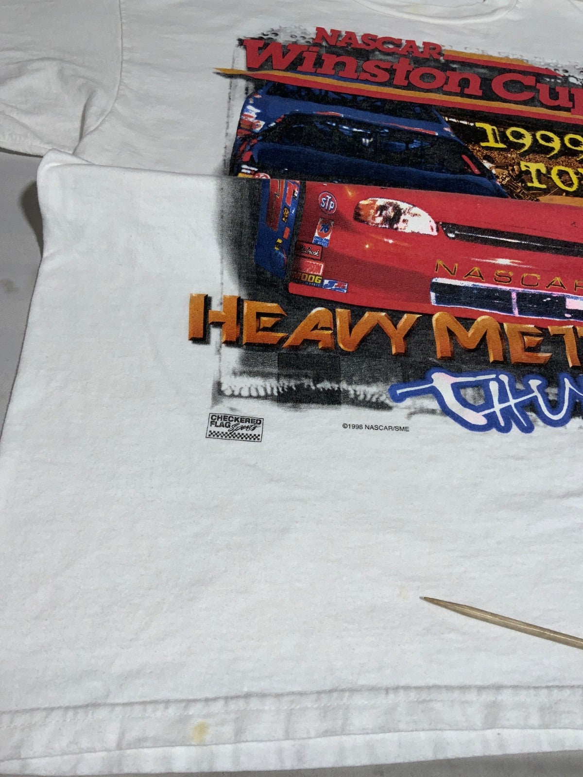 Vintage Nascar Winston Cup Tour T-Shirt XL White 1999 Heavy Metal Thunder 90s