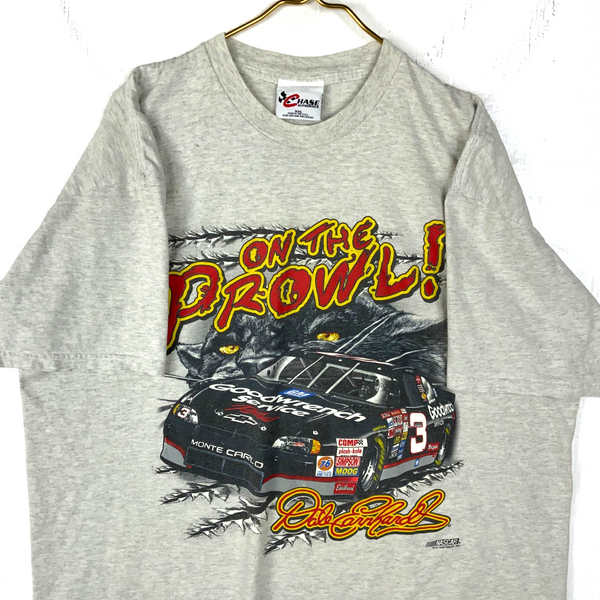 Vintage Nascar Chase T-Shirt 2XL Gray Made Usa Dale Earnhardt On The Prowl 90s