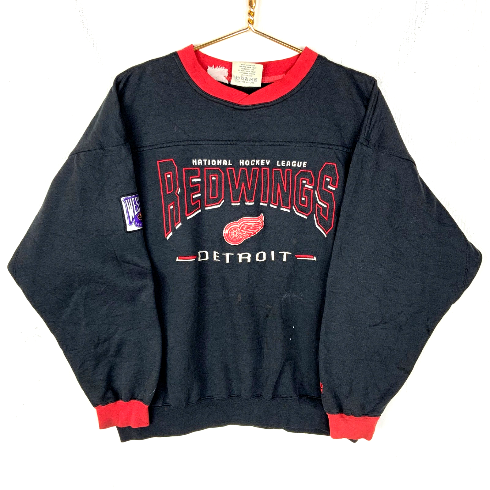 Vintage Detroit Red Wings Sweatshirt Large Black Nhl