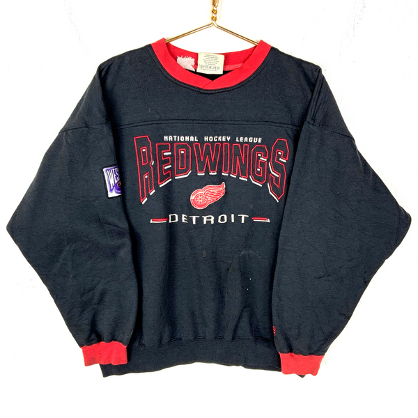 Vintage Detroit Red Wings Sweatshirt Large Black Nhl