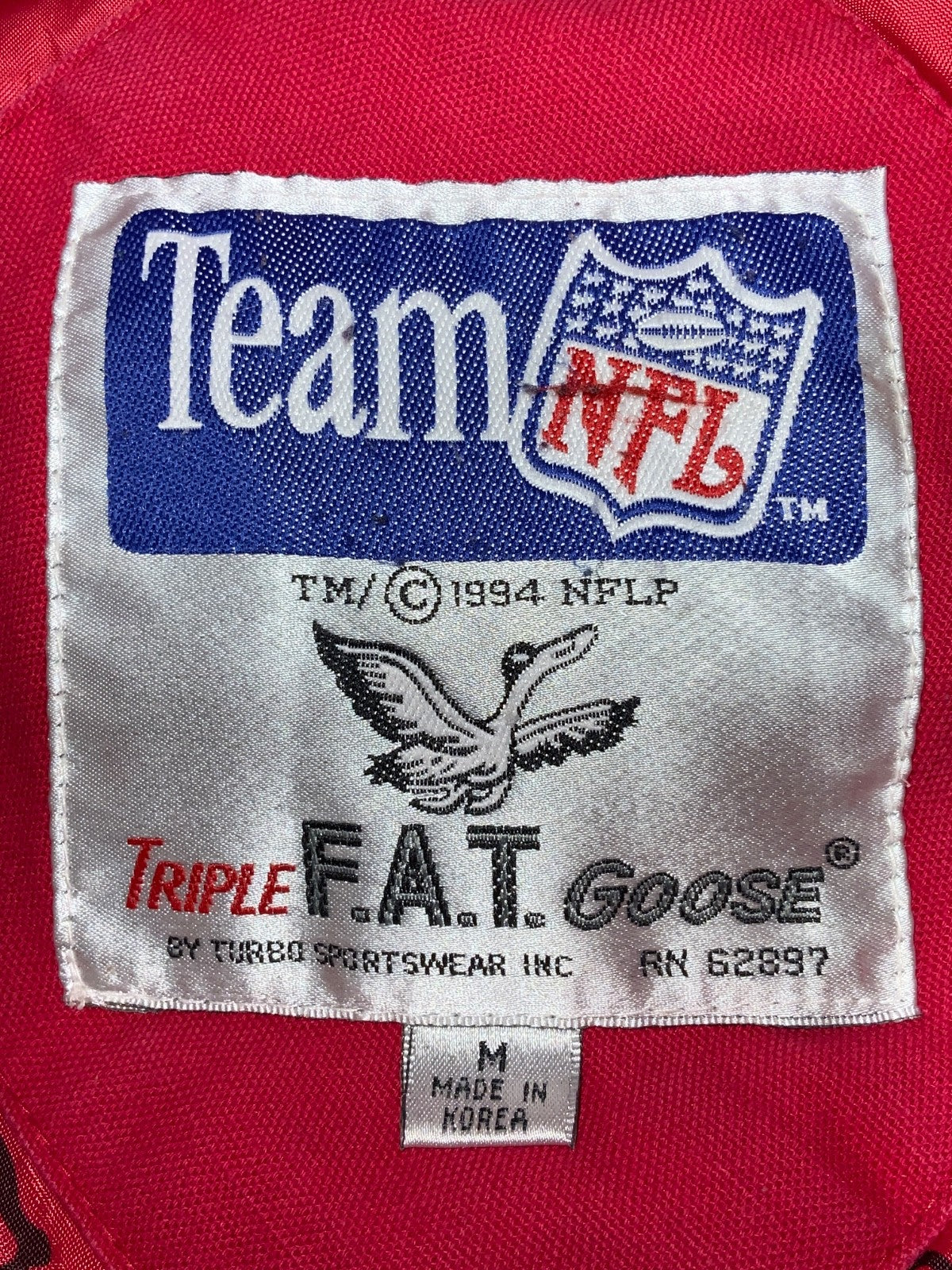 Vintage Kansas City Chiefs Down Puffer Jacket Medium Red Hooded Full Zip Nfl 90s