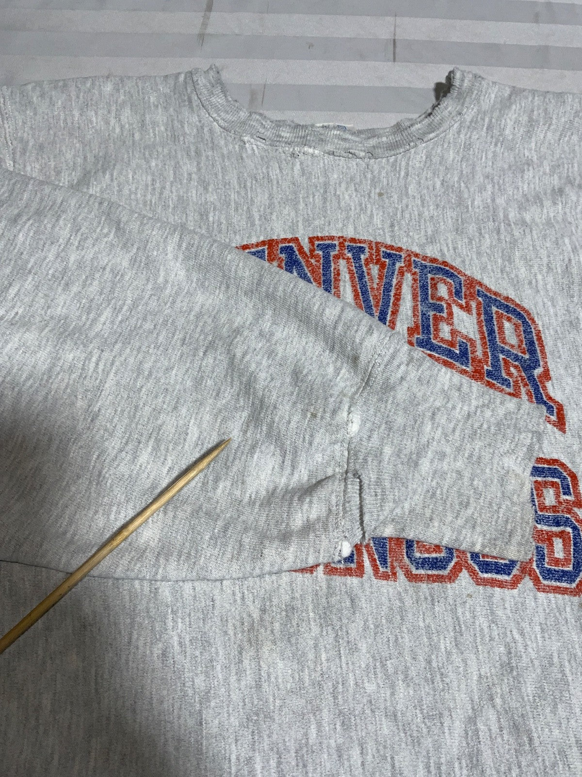Vintage Denver Broncos Sweatshirt XL Gray Champion Reverse Weave Warmup Nfl 80s