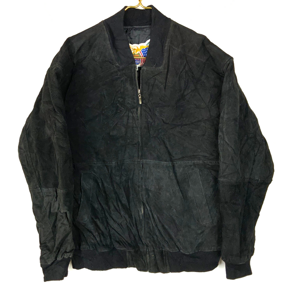 Vintage Jeff Hamilton Racing Collection Suede Leather Jacket Large Full Zip