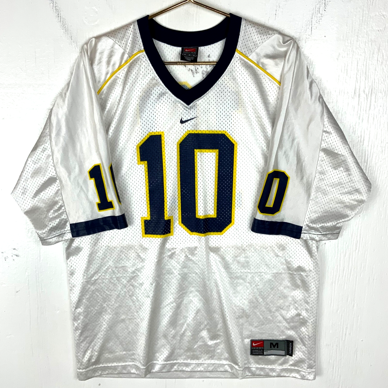 Vintage Michigan Wolverines Jersey Medium Nike #10 White Ncaa Autographed