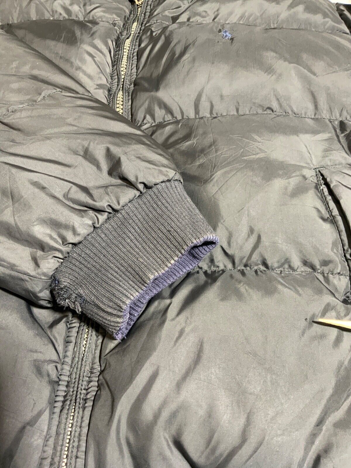 Vintage Polo Ralph Lauren Down Jacket Large Black Blue Reversible Puffer