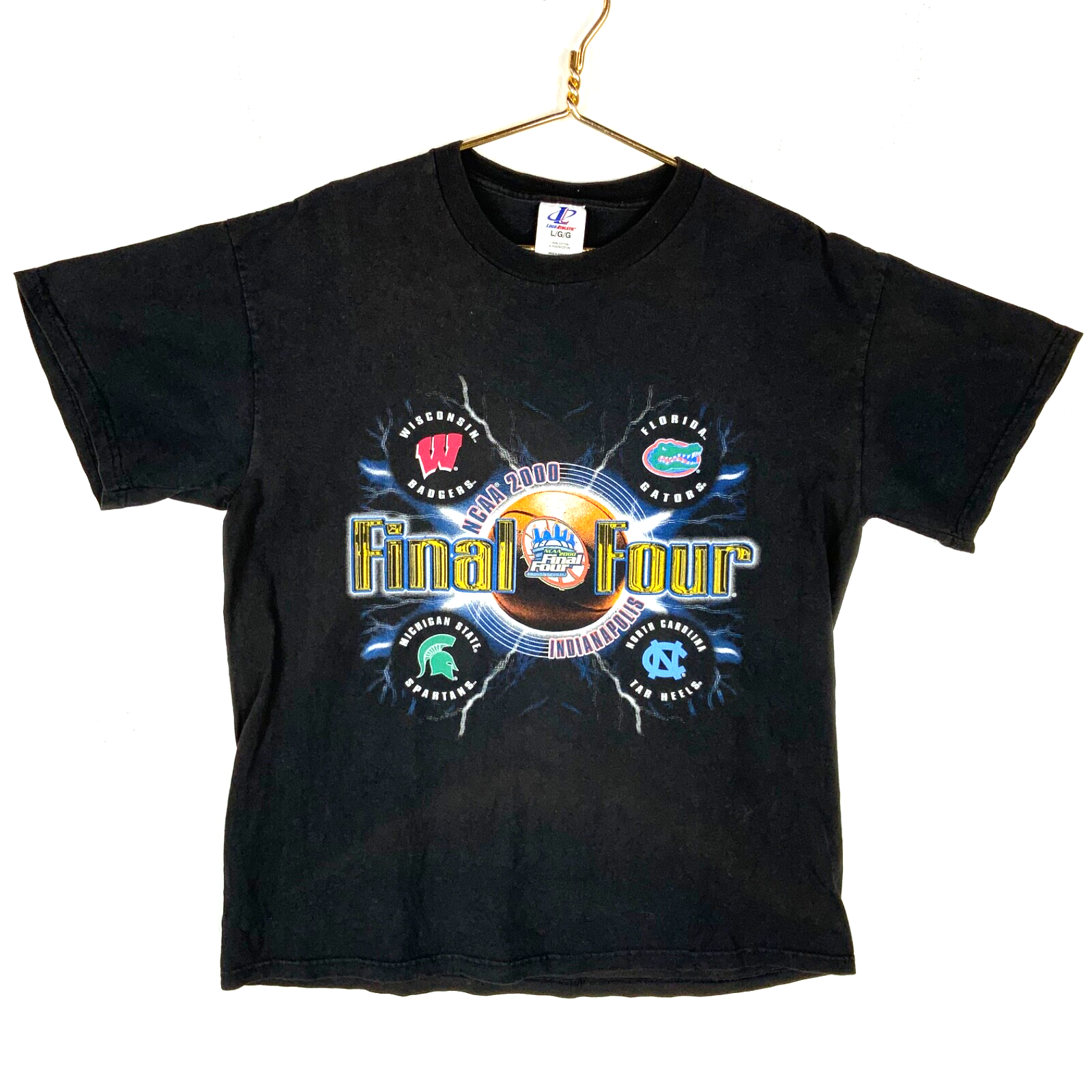 Vintage Ncaa Final Four Logo Athletic T-shirt Large 2000 Thunder Basketball Y2K