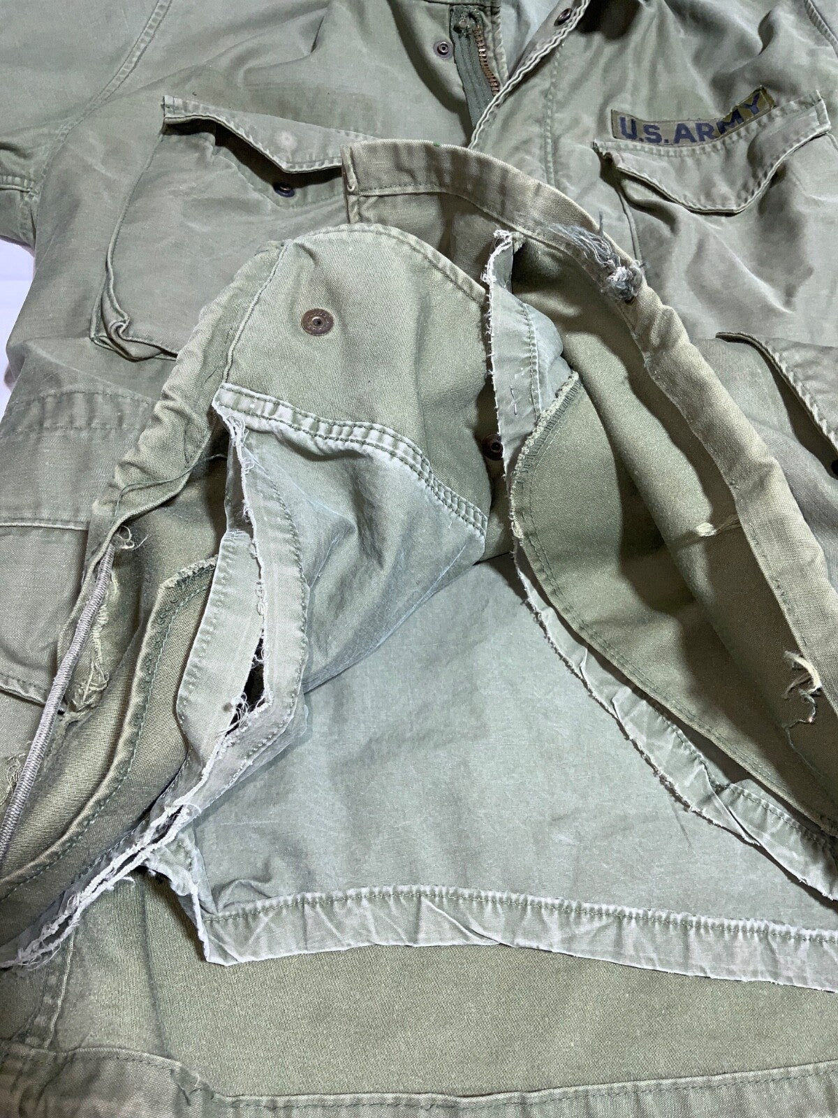 Vintage Us Army Cold Weather Jacket Small Green Snap Button Vietnam Era 1974