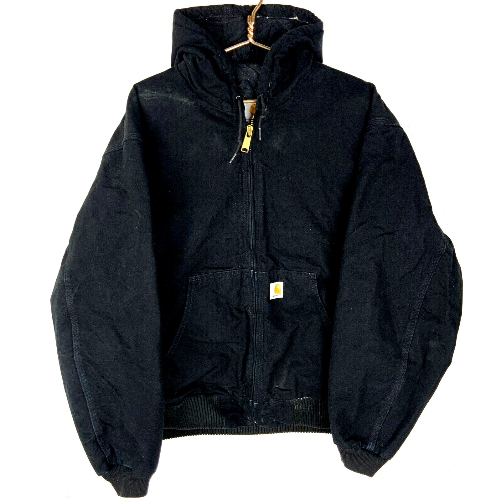 Carhartt Quilt Lined Jacket 2XL Black Full Zip Hooded Workwear