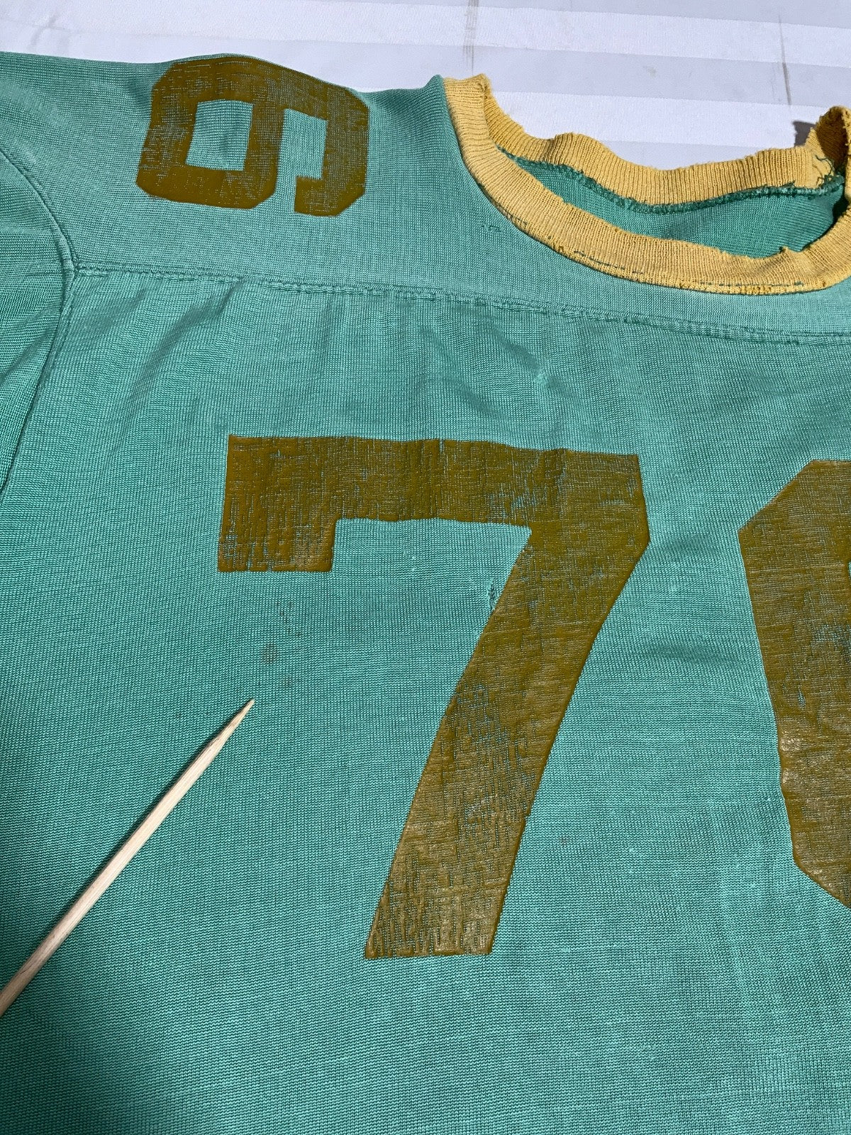 Vintage Champion Durene Jersey Large Green 3/4 Sleeve Football 1960s