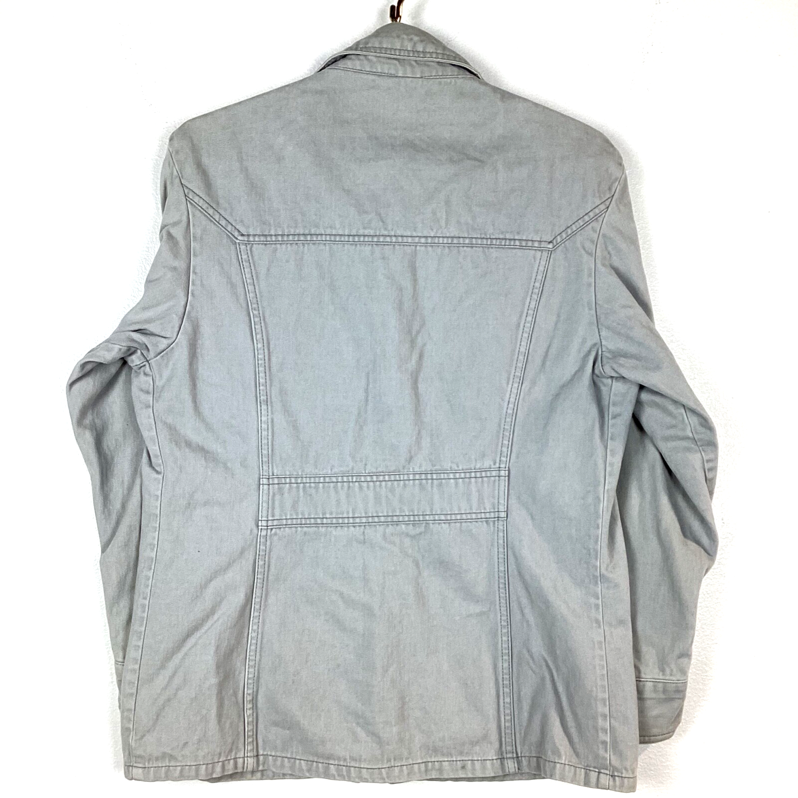 Vintage Levi’s 1970s Denim Shirt Jacket Size Medium Gray Long Sleeve