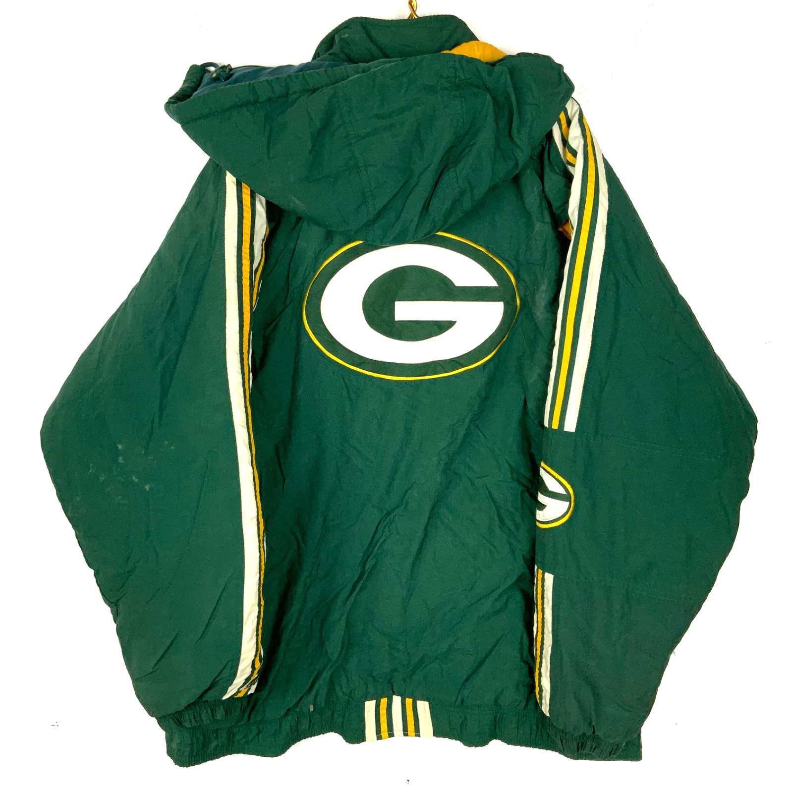 Vintage Green Bay Packers Starter Puffer Jacket 2XL Hooded Full Zip Nfl Pro Line