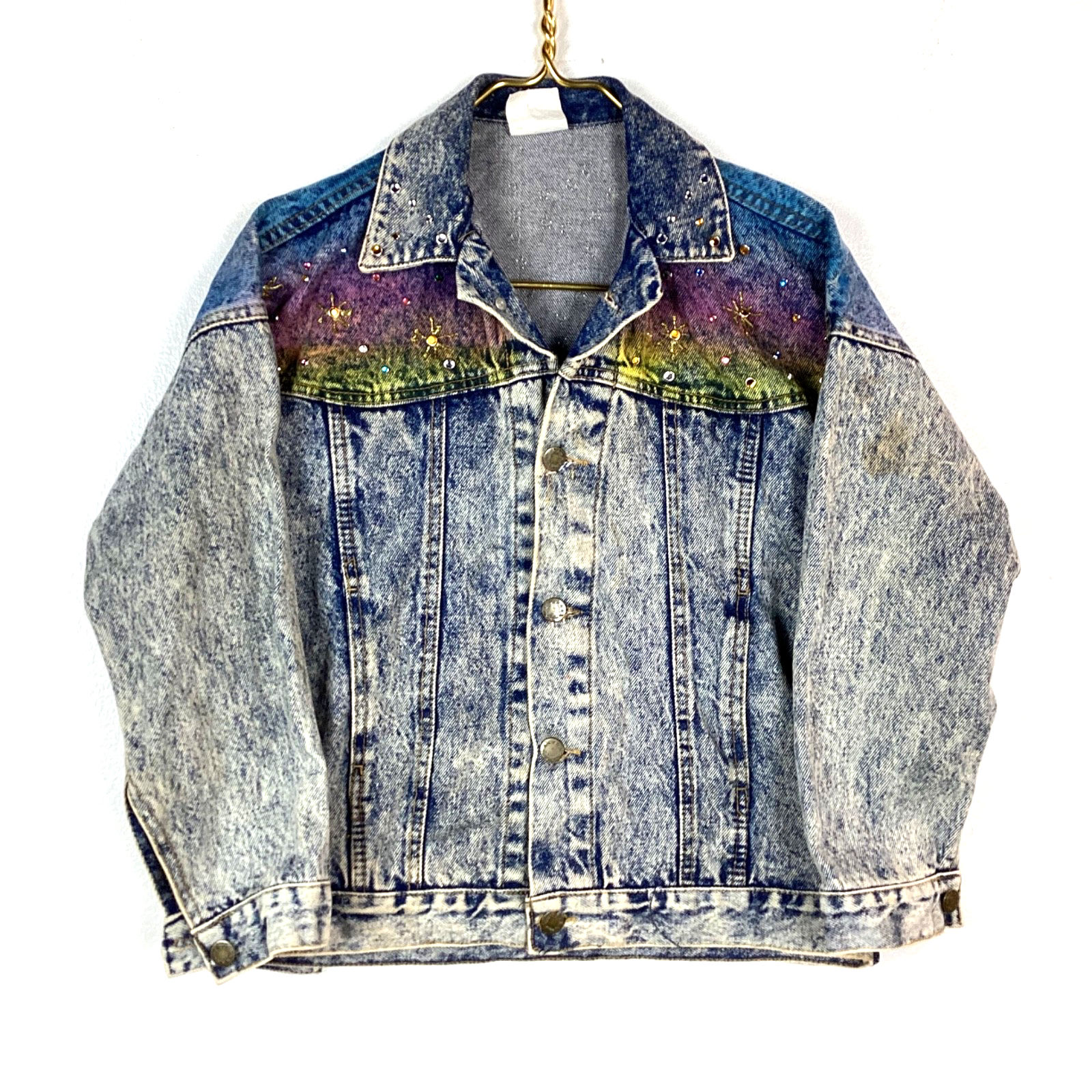 Vintage Teddy Bare Dirty Dancing Denim Jean Jacket Women's Large Blue Made Usa