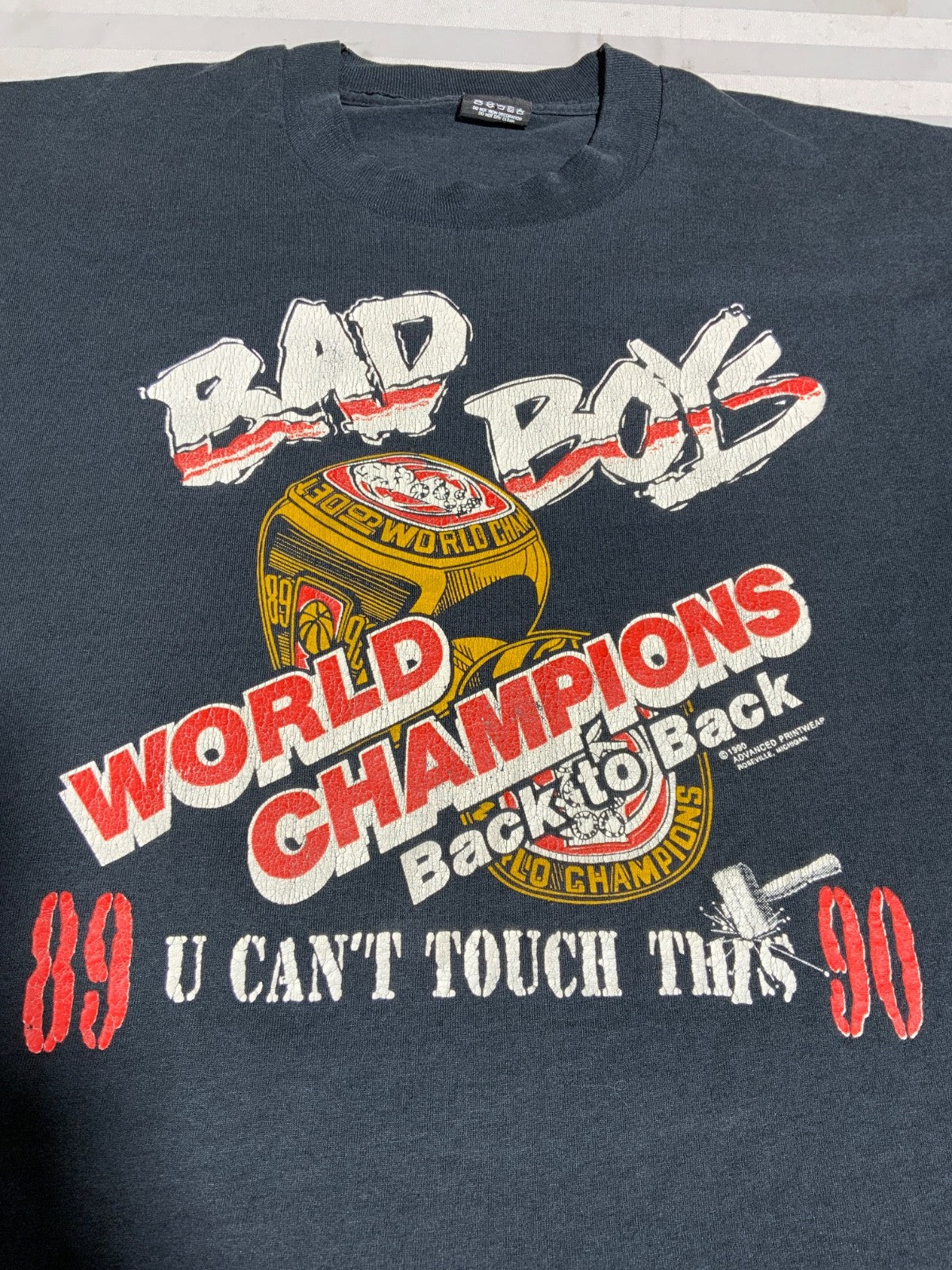 Vintage Detroit Pistons T-Shirt XL Bad Boys Hammer Time 1990 Nba Champ Back2Back