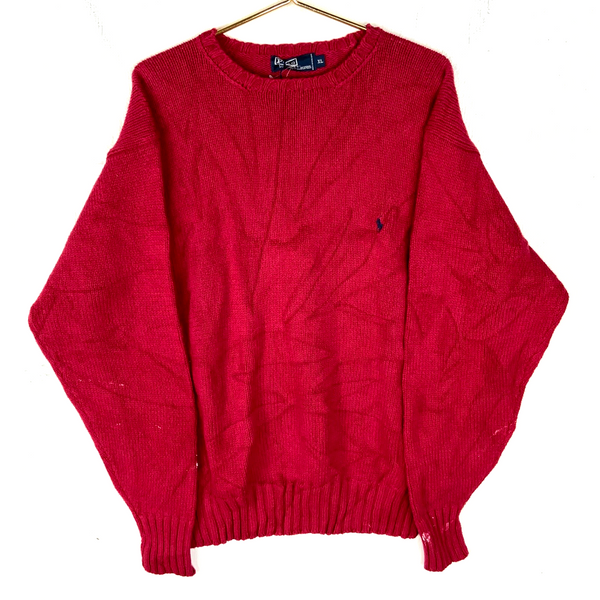 Vintage Polo Ralph Lauren Knit Sweater XL Red Crewneck New Old Stock With Tags