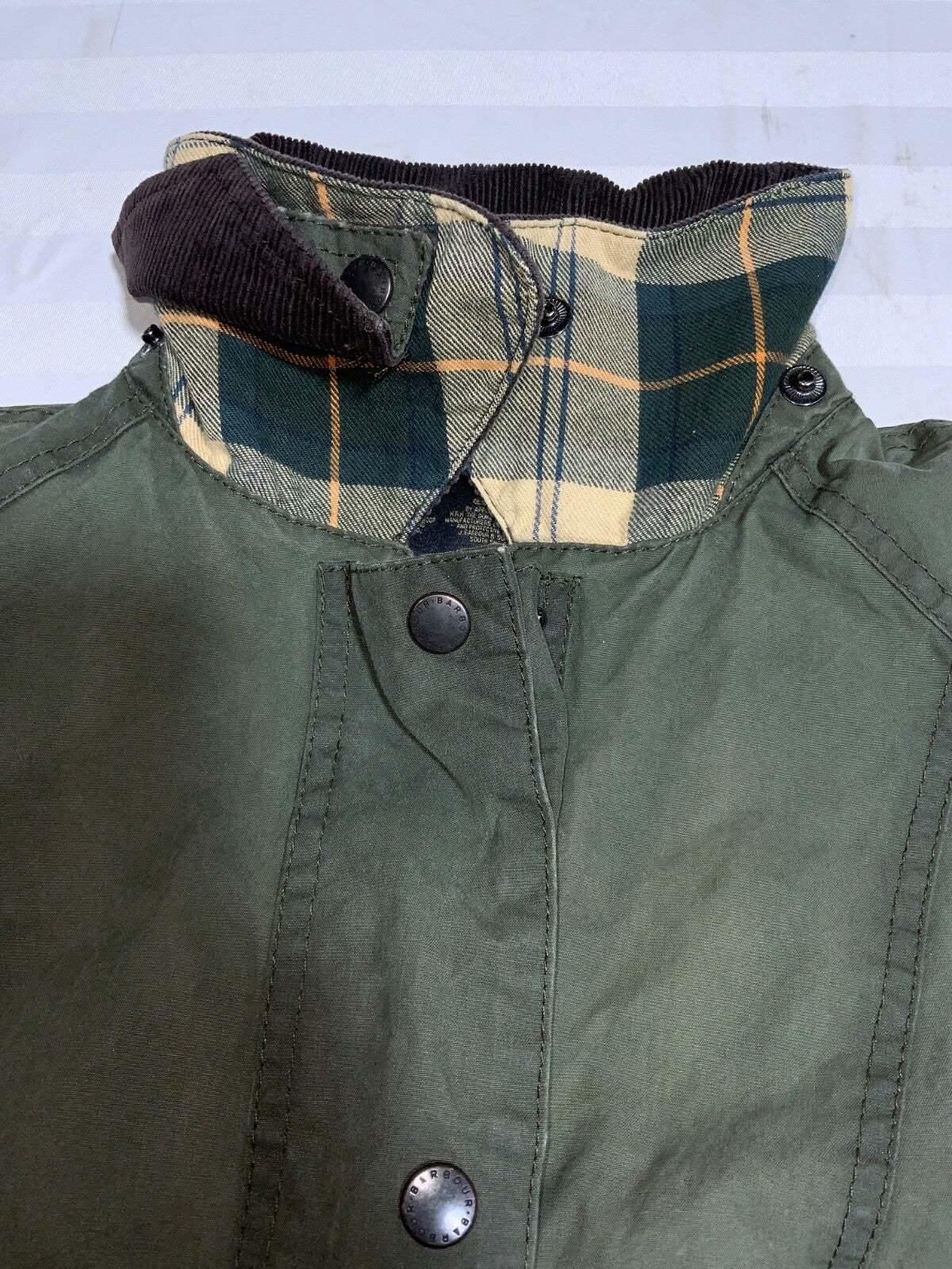 Barbour Women’s Tartan Jacket Size Small Green Full Zip Lined