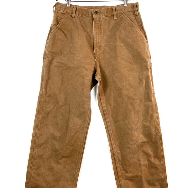 Carhartt Dungaree Fit Canvas Workwear Pants Size 38x34 Brown Carpenter