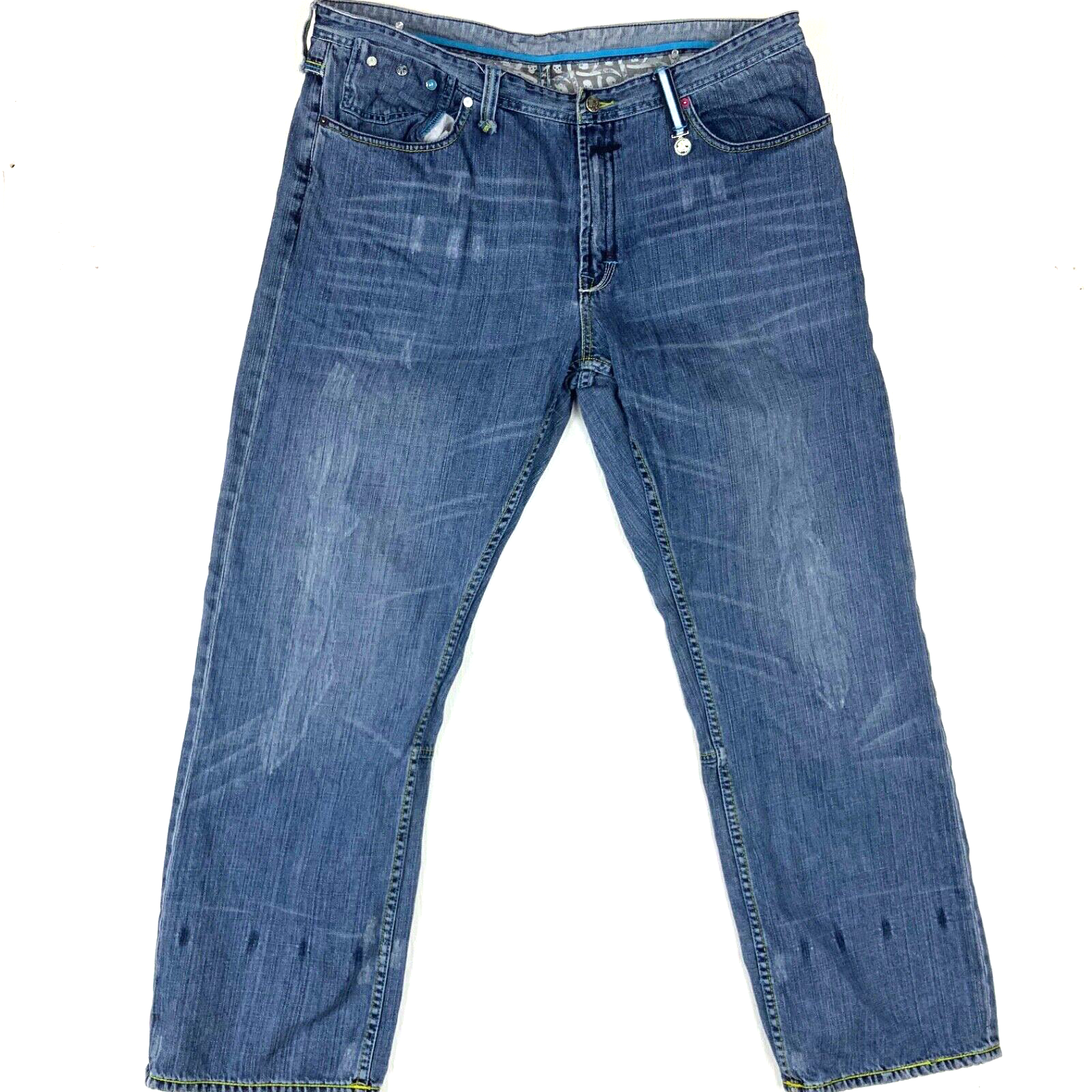 Y2K Skull Denim Jean Size 42 Blue Baggy Streetwear Artful Dodger
