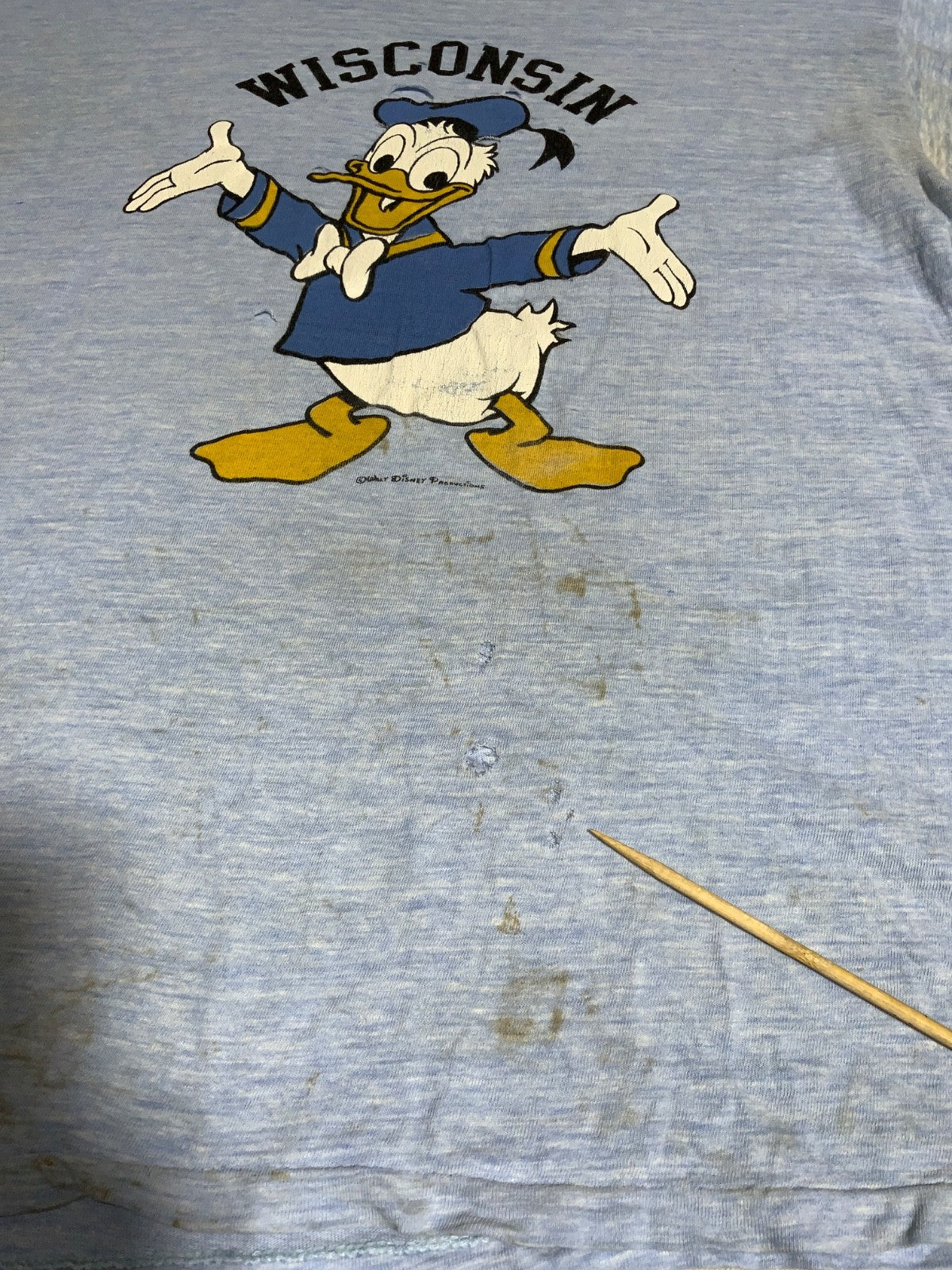 Vintage Donald Duck Disney T-Shirt Large Ringer Made Usa Cartoon Wisconsin 80s