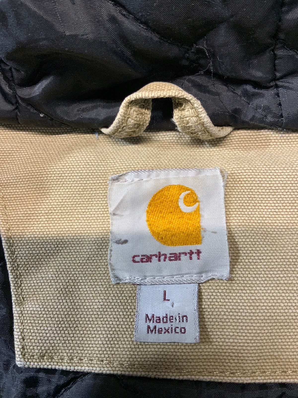Carhartt Duck Vest Jacket Large Brown Full Zip Quilt Lined Hooded