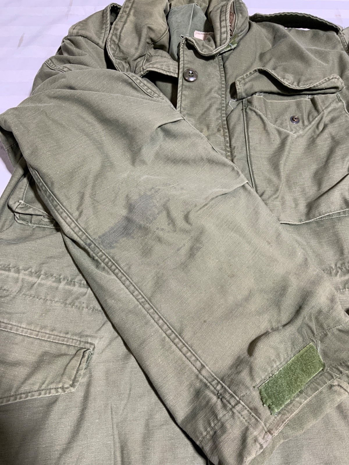 Vintage Us Army Og-107 Jacket Size Small Green Snap Button Vietnam Era 60s 70s
