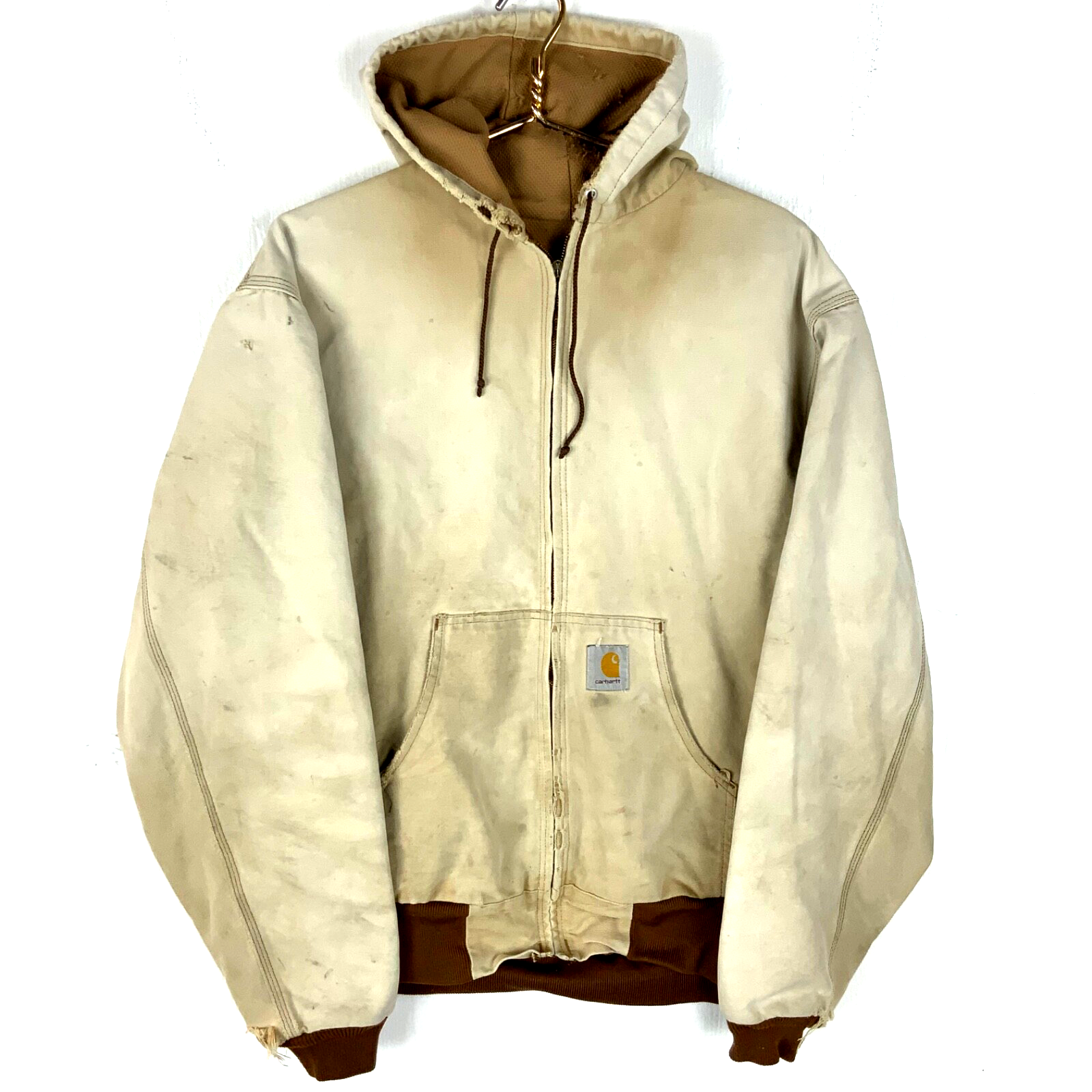 Vintage Carhartt Duck Jacket XL Brown Full Zip Workwear Distressed