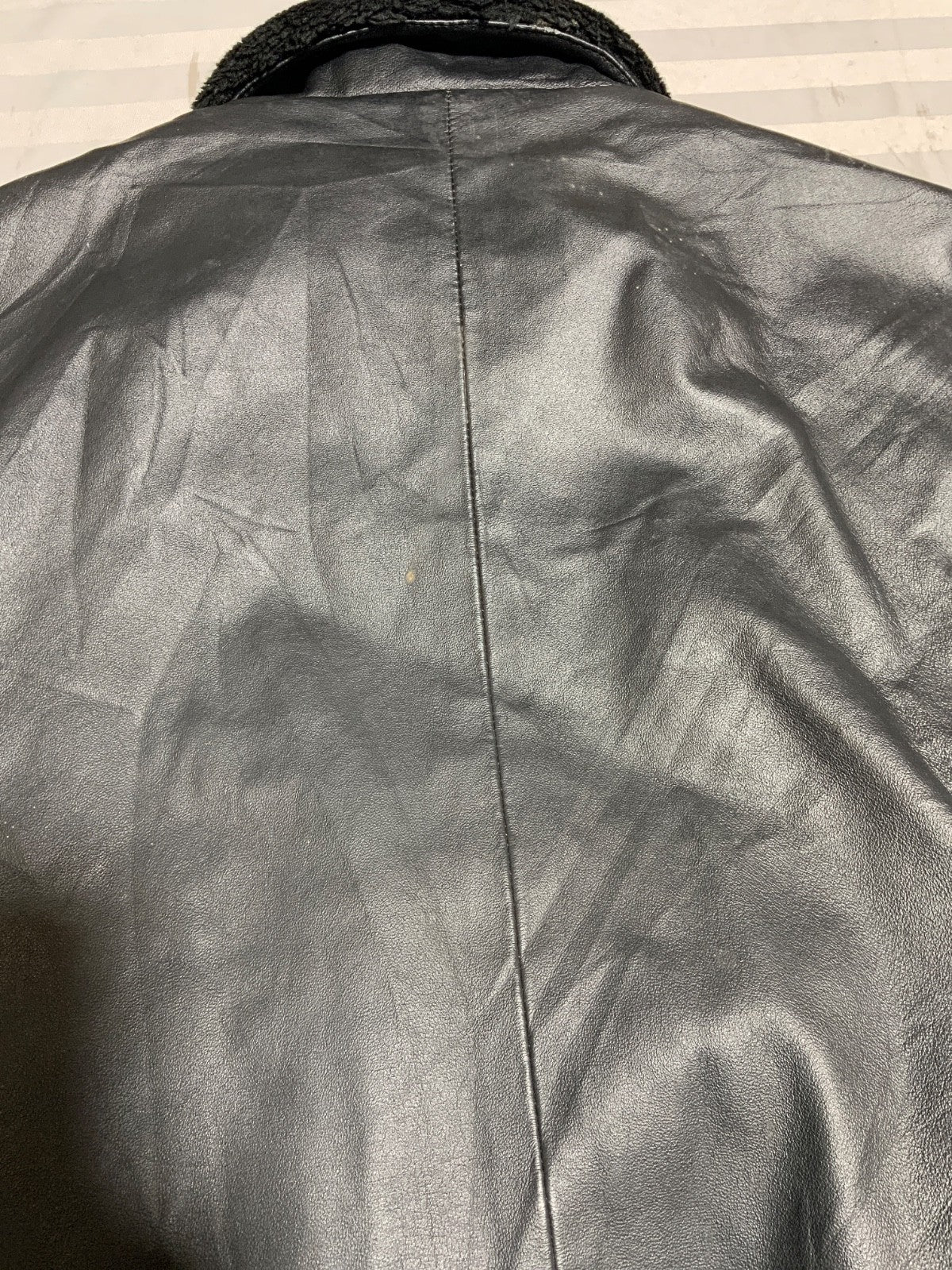 Vintage Navy Airborne Leather Flight Bomber Jacket 2XL Full Zip Sherpa Lined