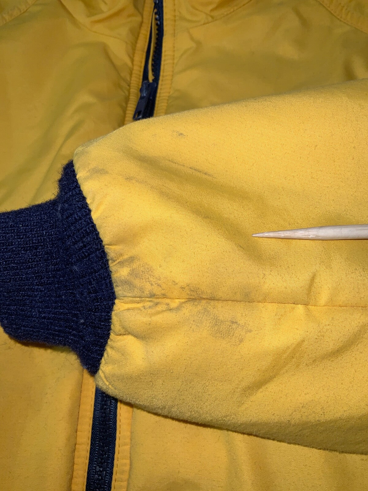 Vintage L.L. Bean Warm Up Jacket Large Yellow Full Zip Fleece Lined Bomber 90s