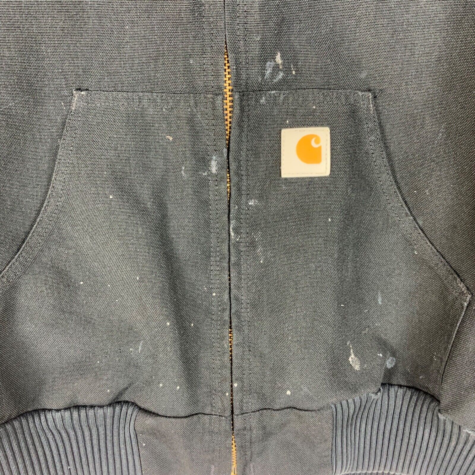 Carhartt Duck Jacket Medium Black Full Zip Quilted Workwear