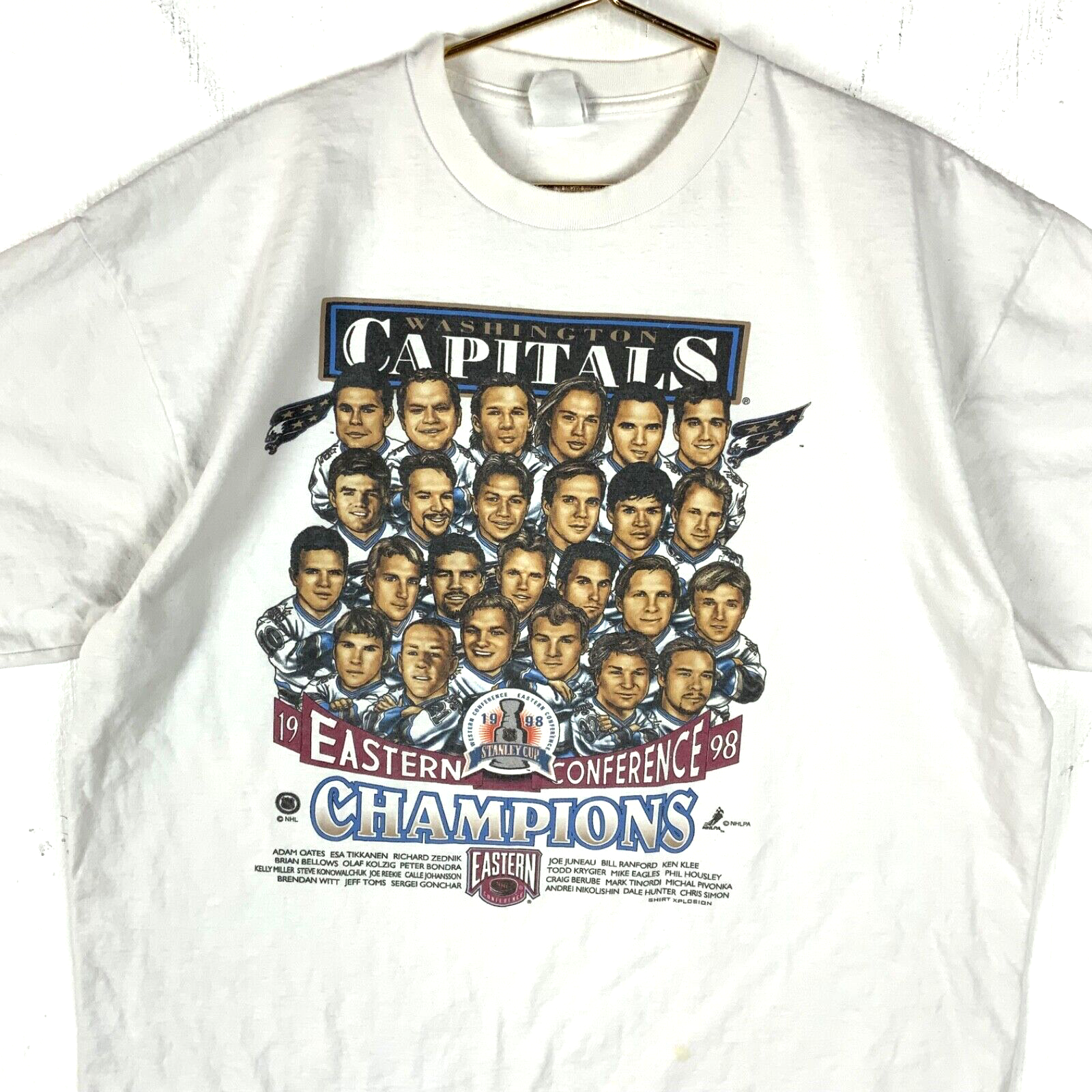 Vintage Washington Capitals Caricature T-Shirt 2XL Nhl 1998 Eastern Champs 90s