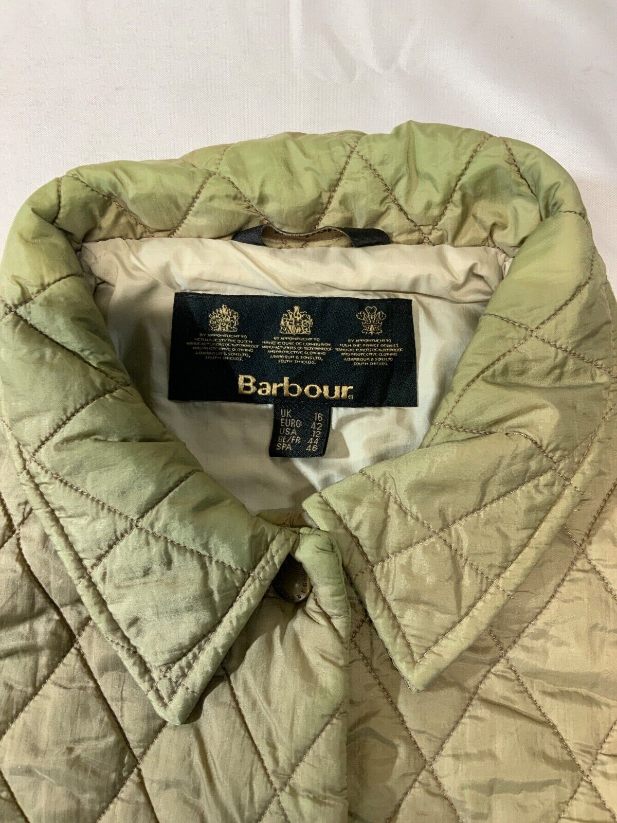 Barbour Women's Quilted Jacket Small Beige Snap Button