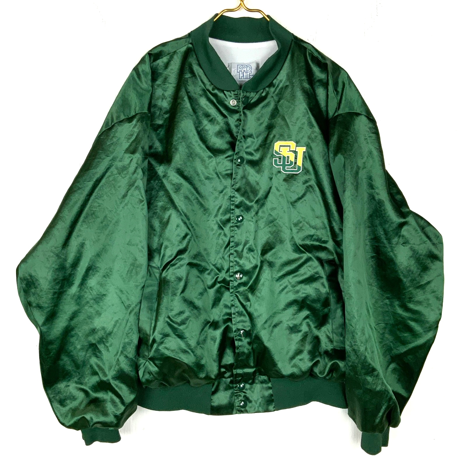 Vintage Stetson University Satin Bomber Jacket 2XL Made Usa Snap Button Ncaa 80s