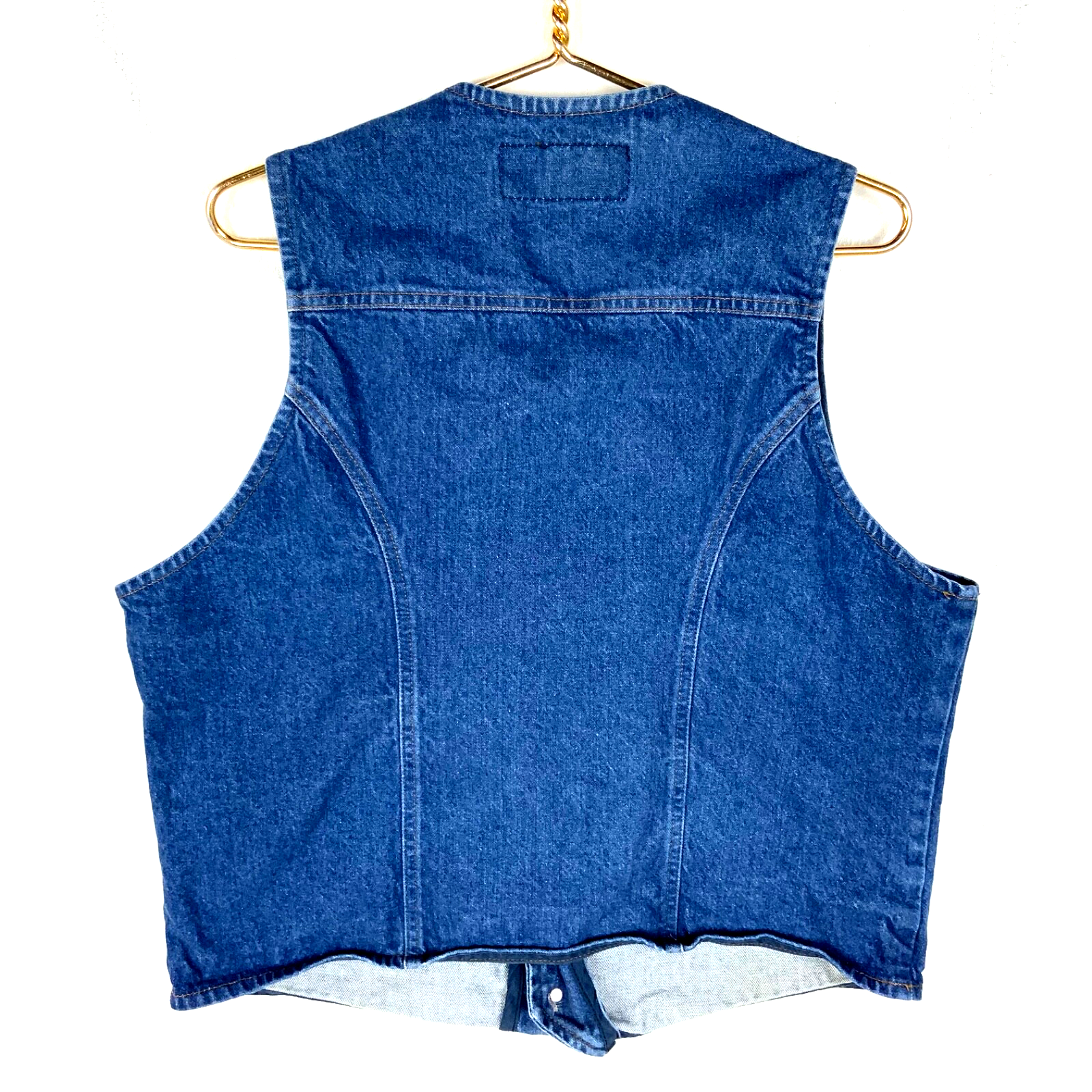 Vintage Wrangler Denim Jean Vest Medium Dark Wash 90s