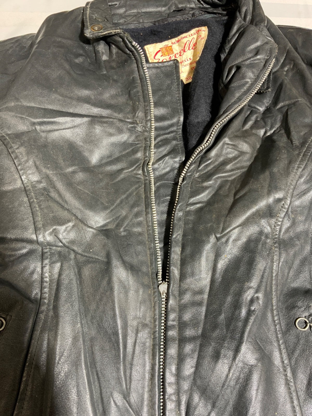 Vintage Excelled Leather Cafe Racer Jacket Small Full Zip Lined Made Usa 80s